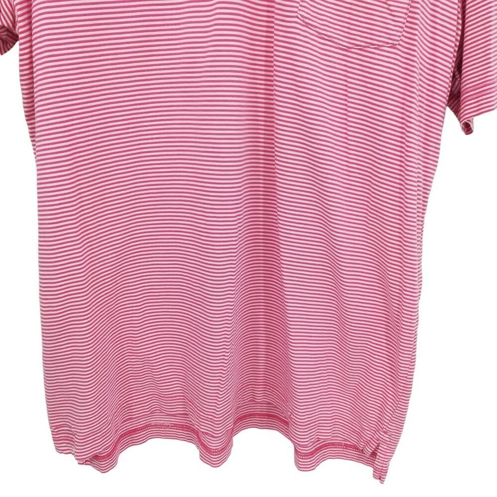 Peter Millar Pima Cotton Striped Pink Golf Short Sleeve Polo Size M Monogram K - Picture 4 of 11